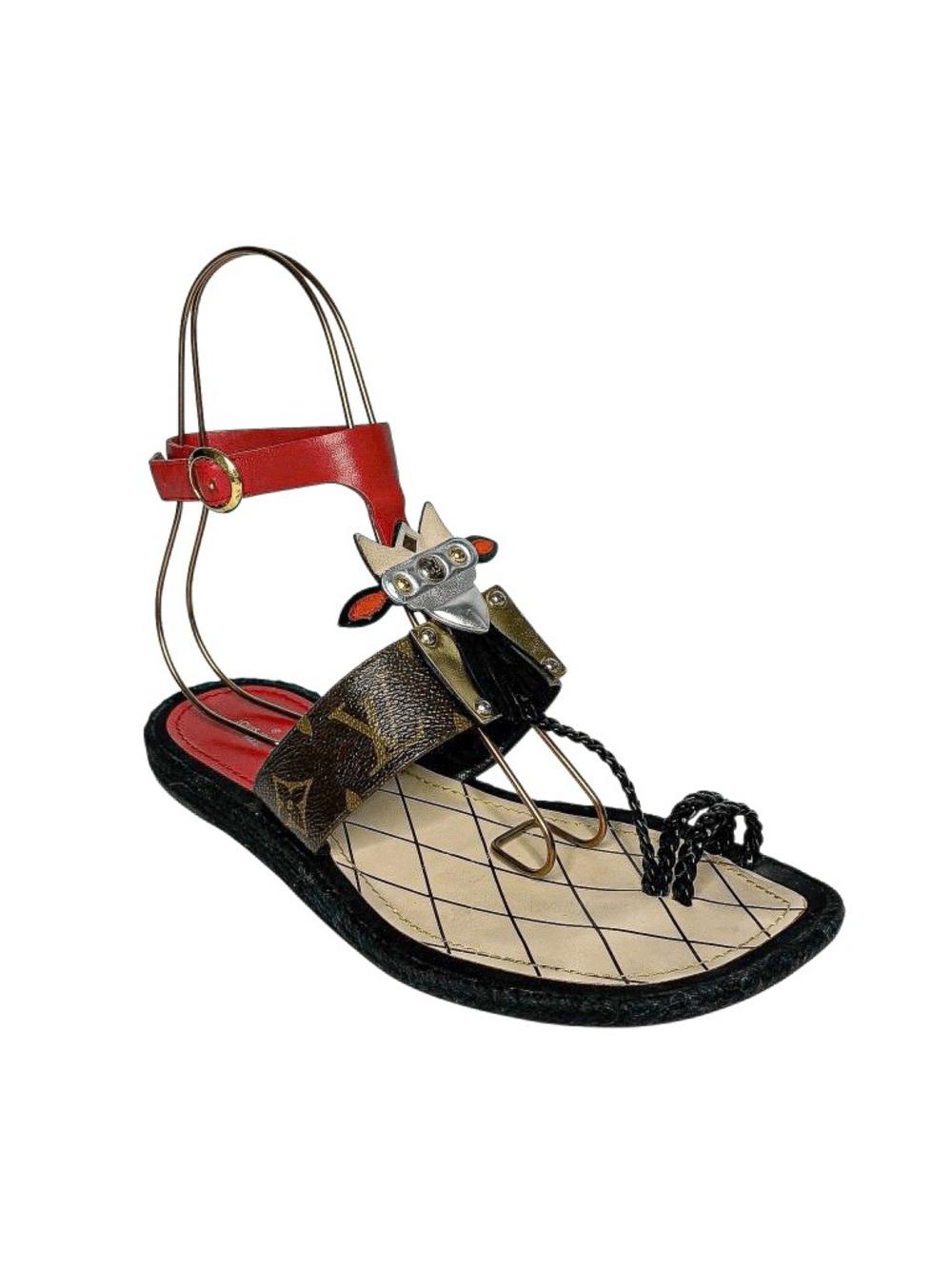 Louis Vuitton Magic Spell Monogram Logo Tribal Sandal EU 39 Rare Flats Brown Red